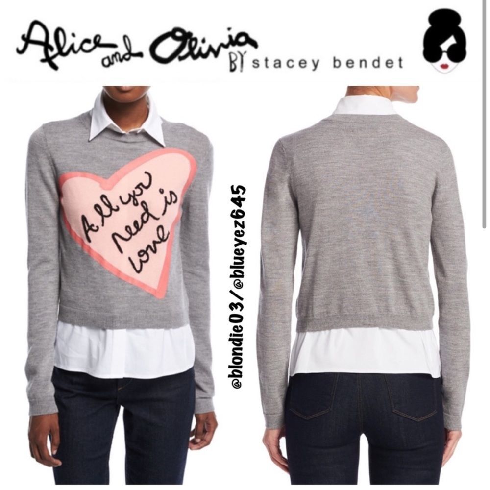 Alice + Olivia “Nikia” All You Need is Love sweater M